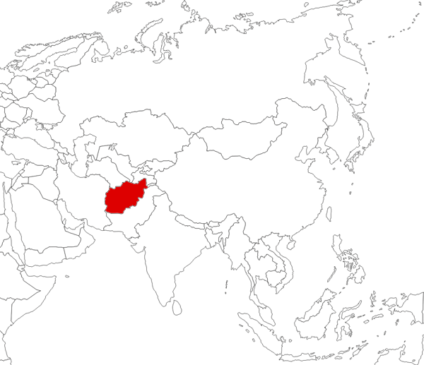 Afghanistan on the map