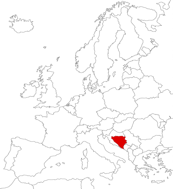 Bosnia and Herzegovina on the map
