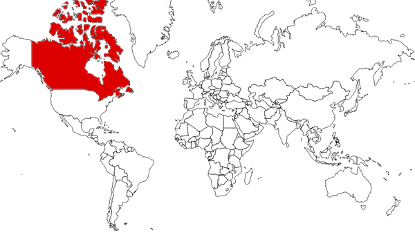 Canada on the map