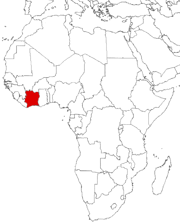 Cote d'Ivoire on the map