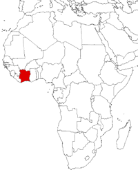 Cote d'Ivoire on the map