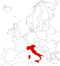 Italy on the map