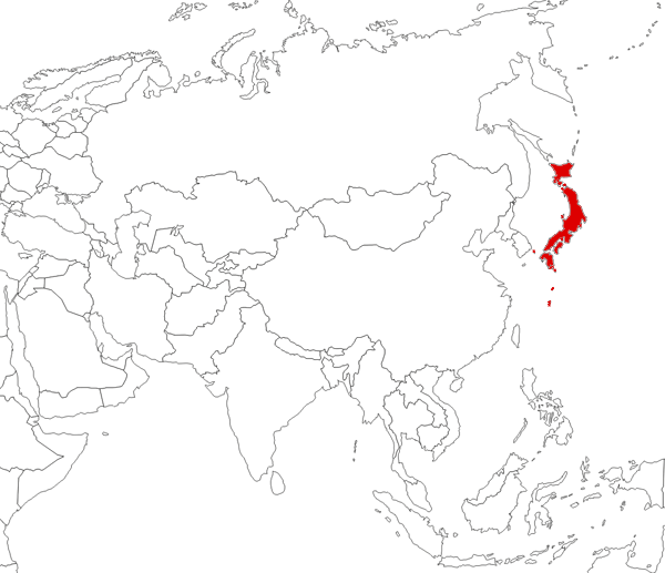 Japan on the map