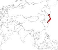 Japan on the map