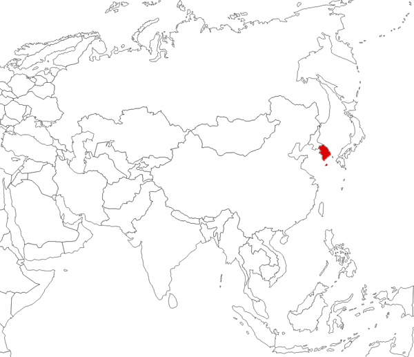 South Korea on the map