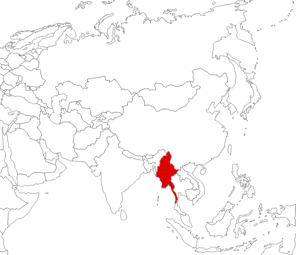 Myanmar on the map