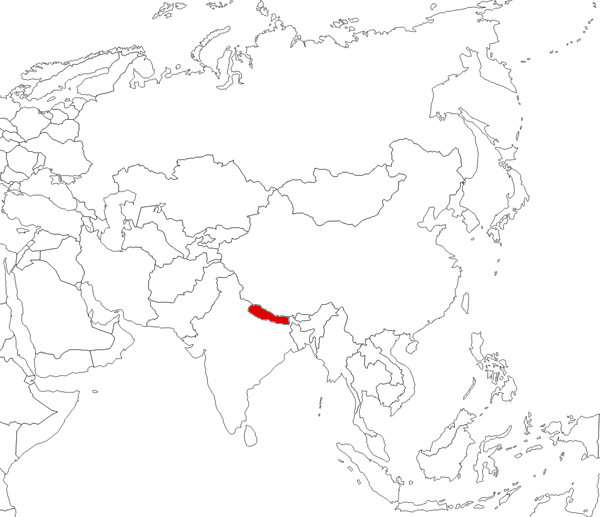 Nepal on the map