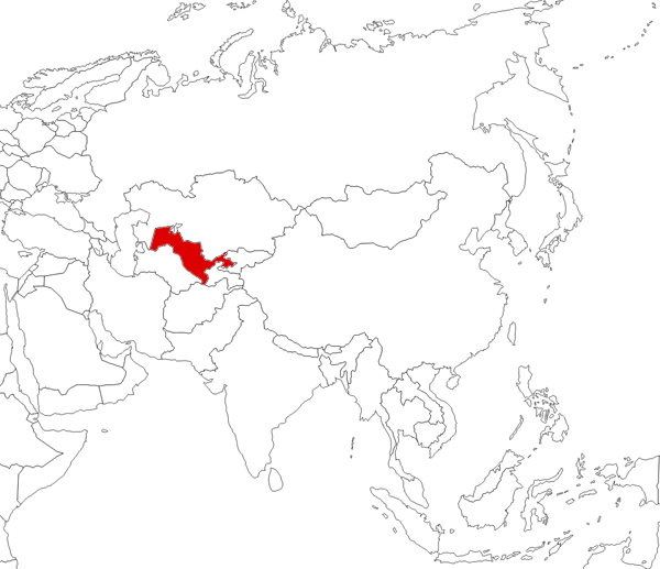 Uzbekistan on the map